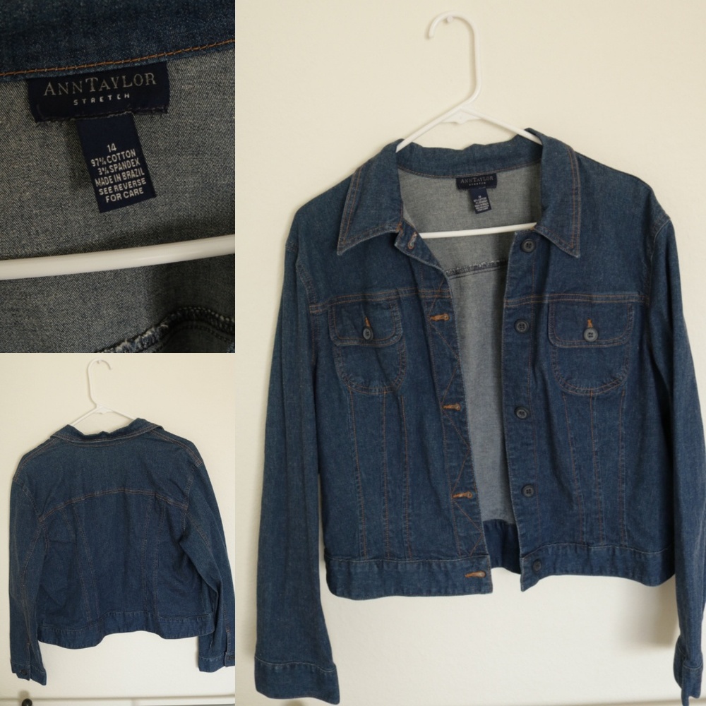 Ann Taylor Blue Jean Jacket Plus Size 14